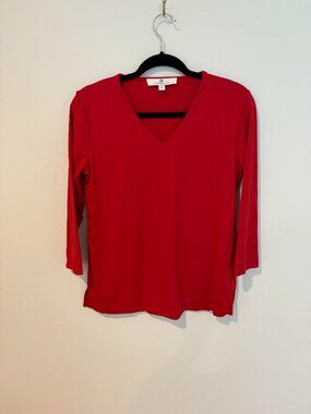 NWOT Bright Red Jean-Pierre Klifa Paris V-Neck Top Sz. S
